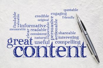 Image of a word cloud, 'great content'